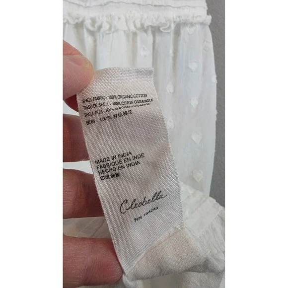 Cleobella Jolene White Organic Cotton Heart Tiered Midi Dress XS Smocked Boho - Picture 10 of 11